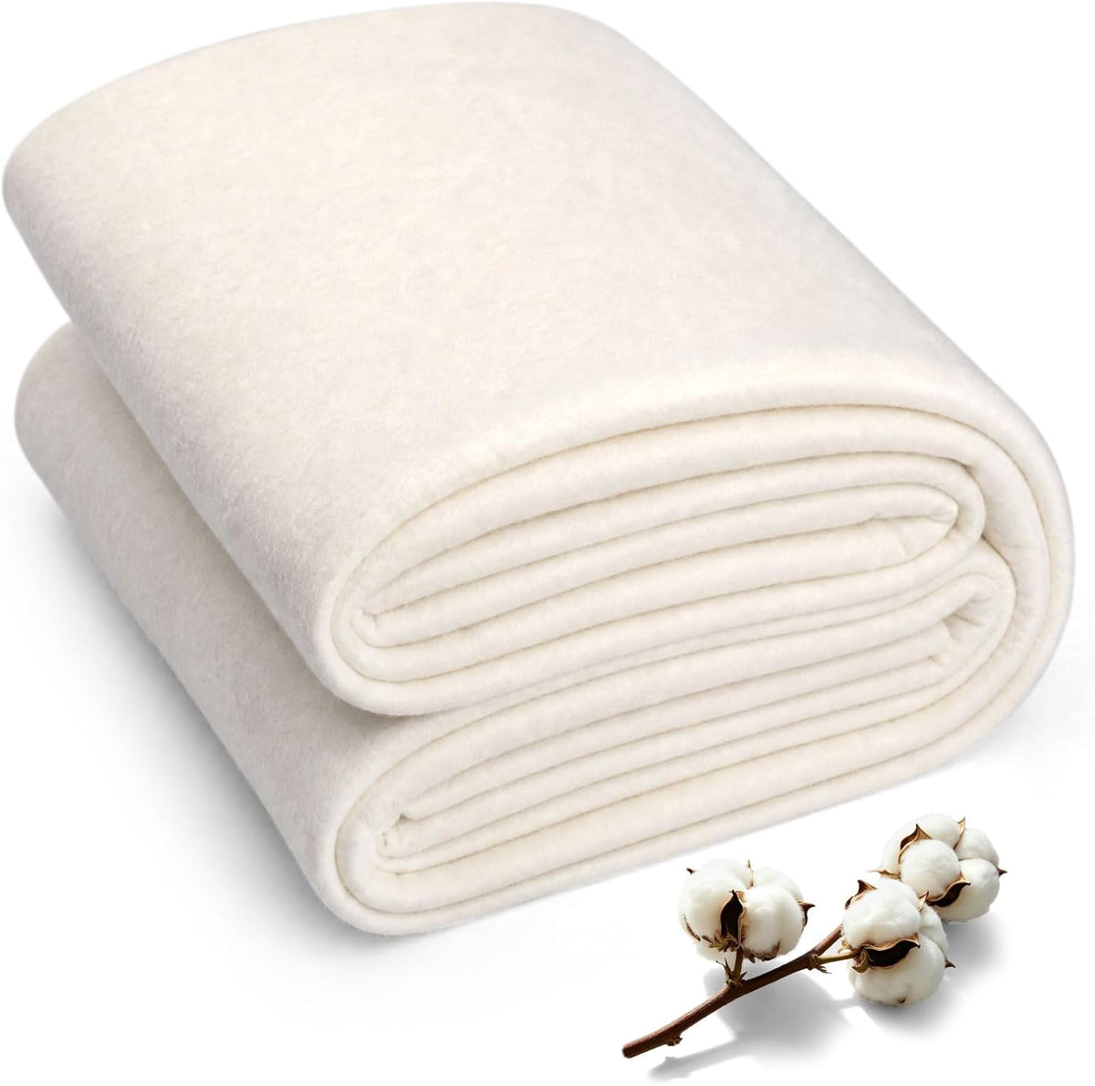 FTEVEN Natural Cotton Batting for Quilting 70" x 86" Quilt Batting