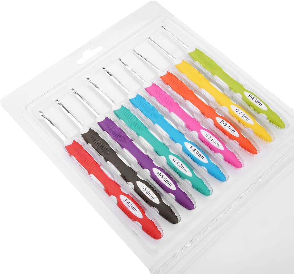Crochet Hook Set,Ergonomic Crochet Hooks with Soft TPR Silicone
