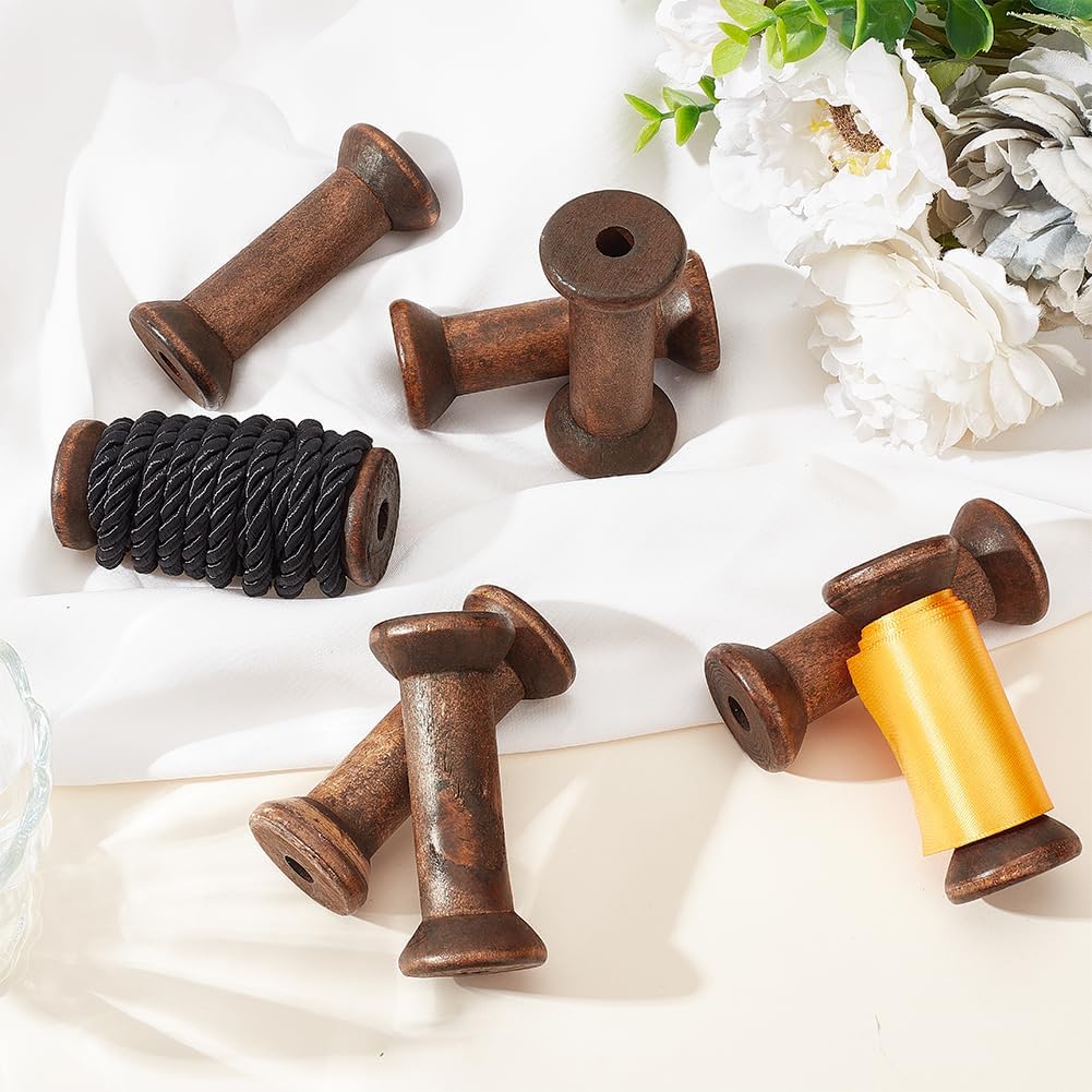 PH PandaHall 8pcs Wooden Empty Spools 3.1 inch Sewing Bobbins Wood