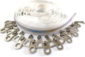 CYS Nylon Zippers by The Yard #5 10 Yards White Zipper Tape with 15Pcs
