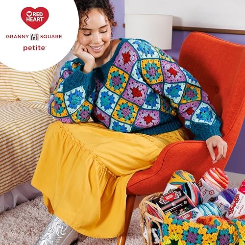 Red Heart Granny Square Petite Yarn for Crocheting, Linen, 3-Pack