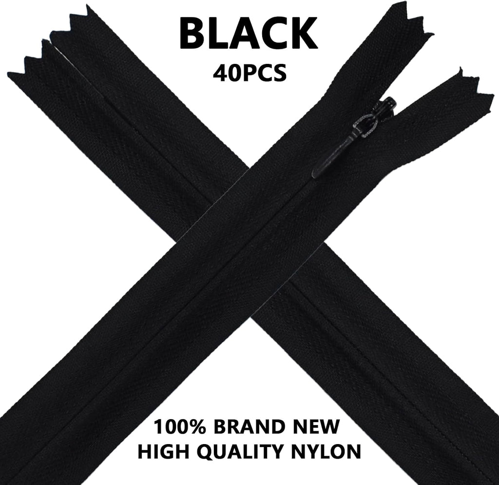 40pcs 21.5 Inch Nylon Invisible Zippers, Bulk Zippers Supplies for