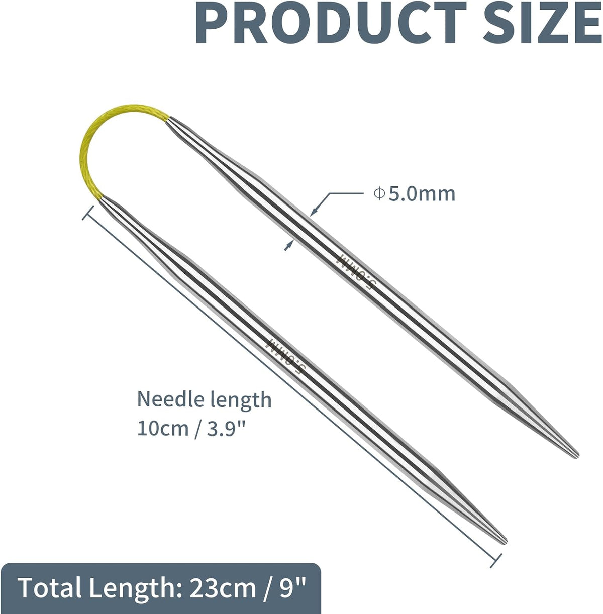 5.0mm Flexible Double Pointed Knitting Needles, 9 Inch (23cm), 3-Piece