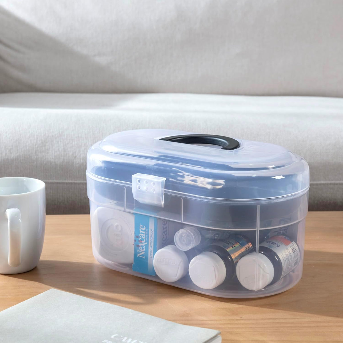 MyGift Clear Craft Storage Case with Tray, Portable Organizer Box