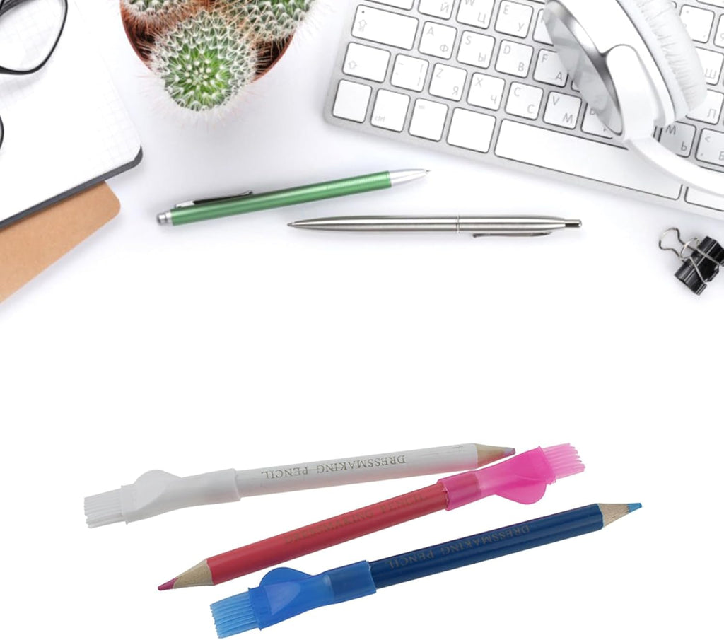 6 Pieces Sewing Fabric Pencils with Brush Tailor Pencils Sewing
