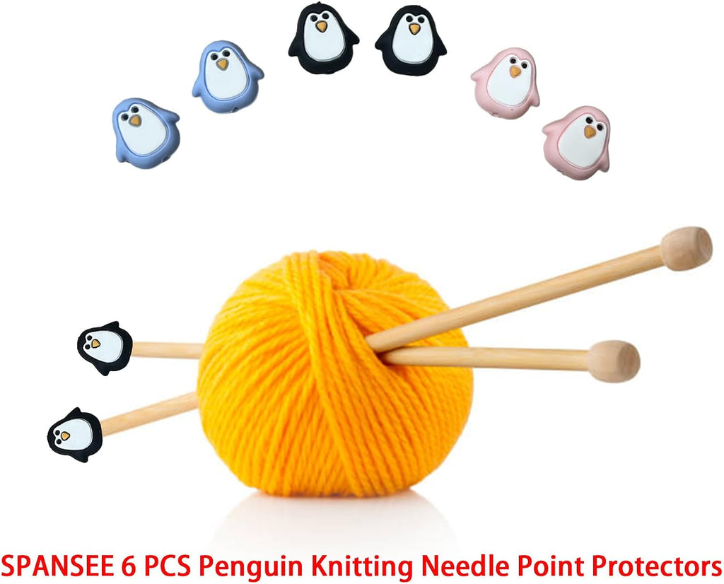 SPANSEE 6 PCS Penguin Knitting Needle Point Protectors, Knitting