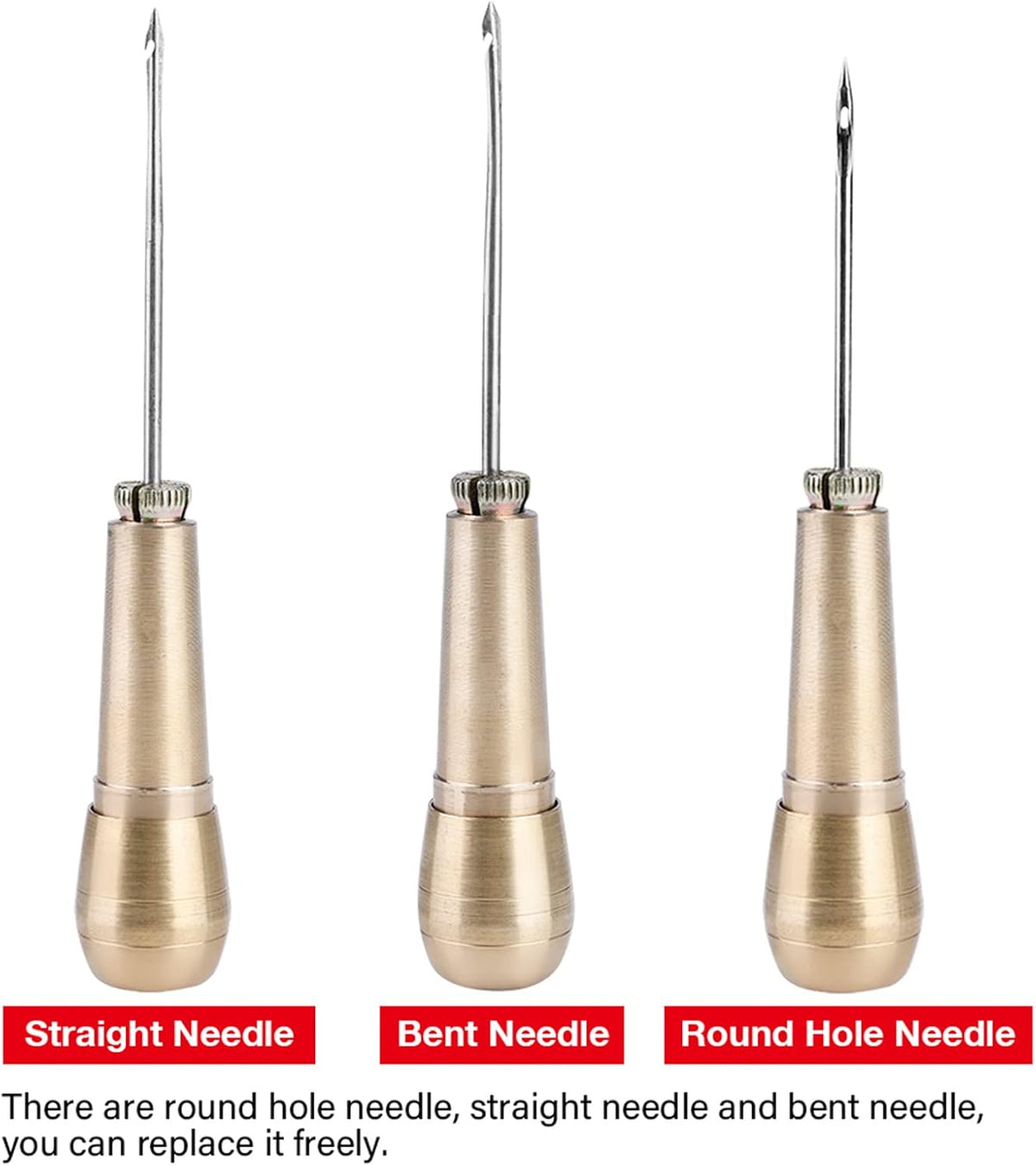 Oumefar Leather Sewing Awl Kit - 3 Needles, Hand Stitch Awl, Shoe