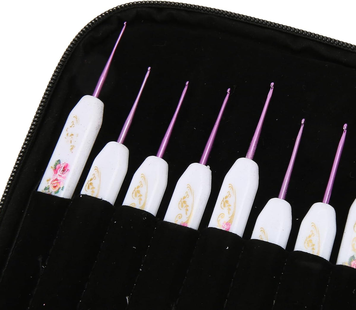 16pcs Ergonomic Crochet Hooks Set, Aluminum Needles with Comfort Grip