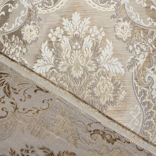 Floral Bouquet Damask Extra Wide Metallic 110" Heavyweight Upholstery