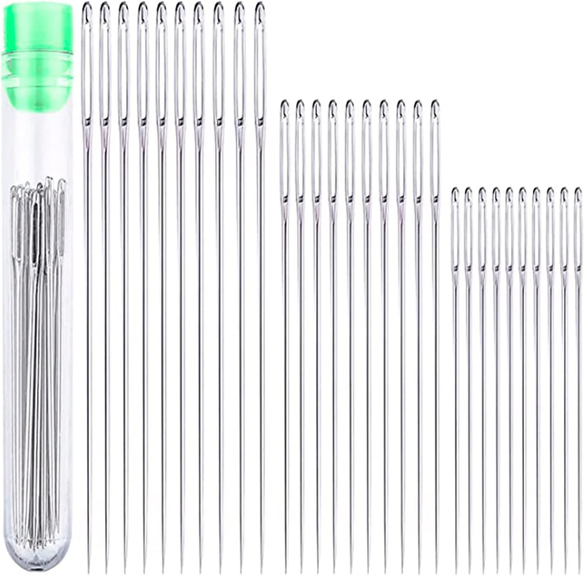 30 PCS Large Eye Sewing Needles Stainless Steel, 1.6in/2in/2.4in Sharp