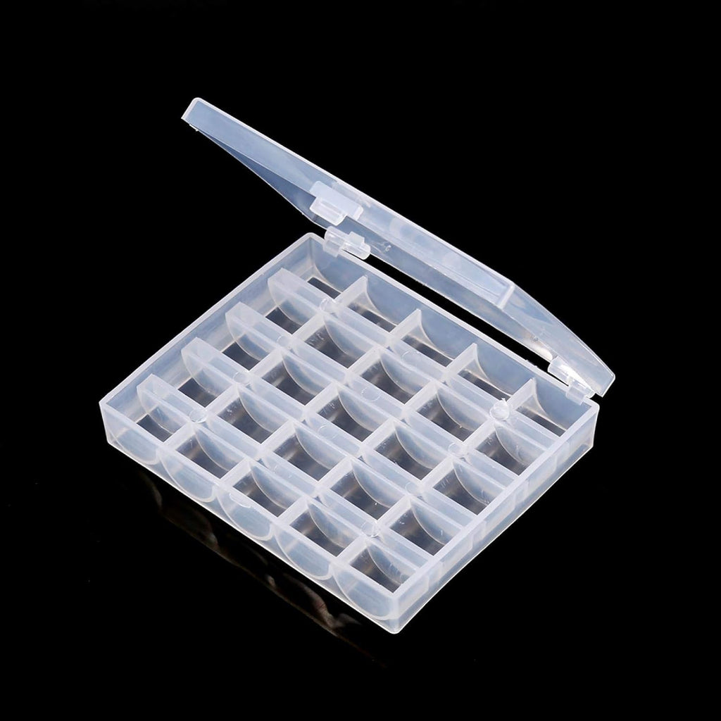 Bobbin Organizer Box, Clear 25 Slot Storage Case Holds Small Sewing