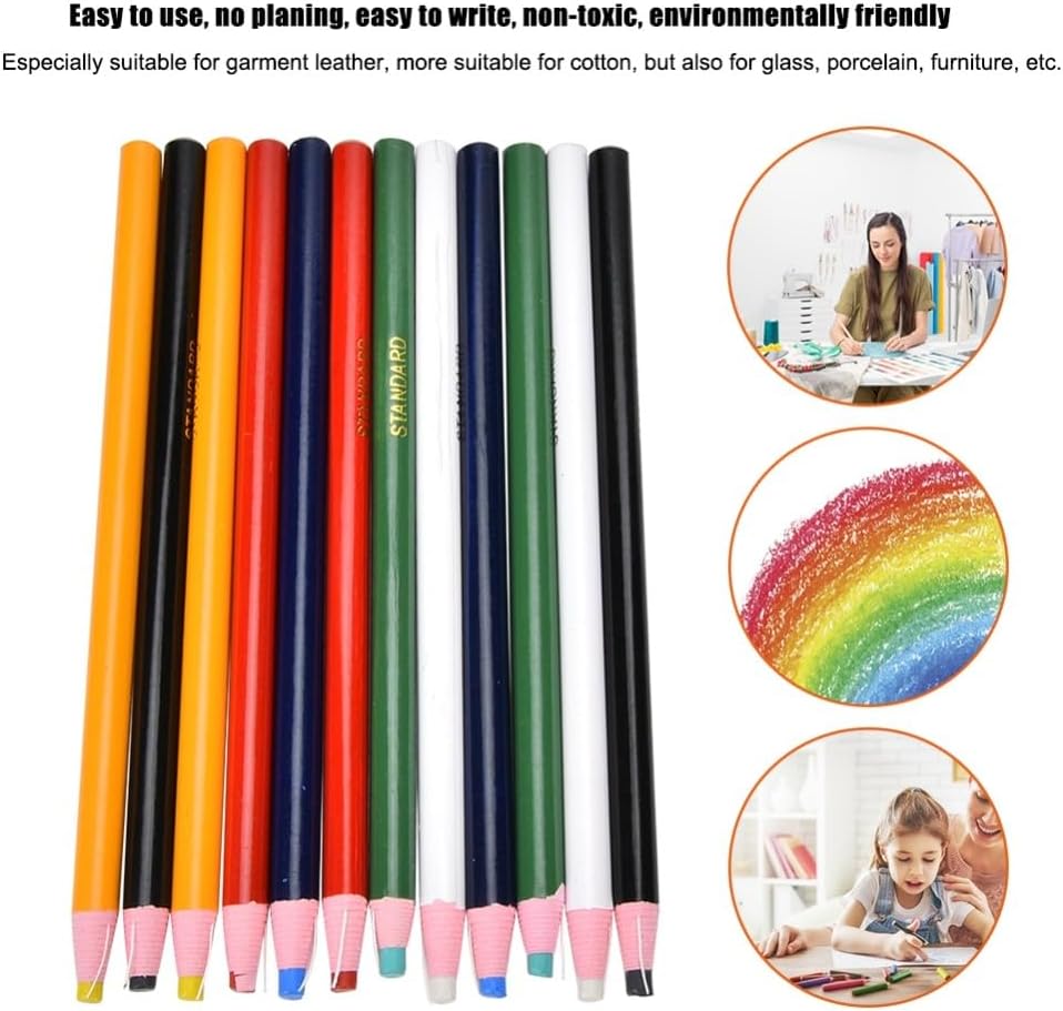 Anu Limen 12-Piece Sewing Crayons Set,6-Color Tailor Chalk Marking