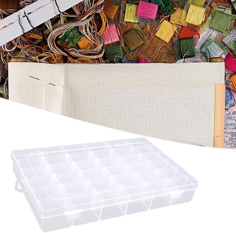 Thread Storage Box Empty Threads Spools Box Grids Embroidery Jewelry