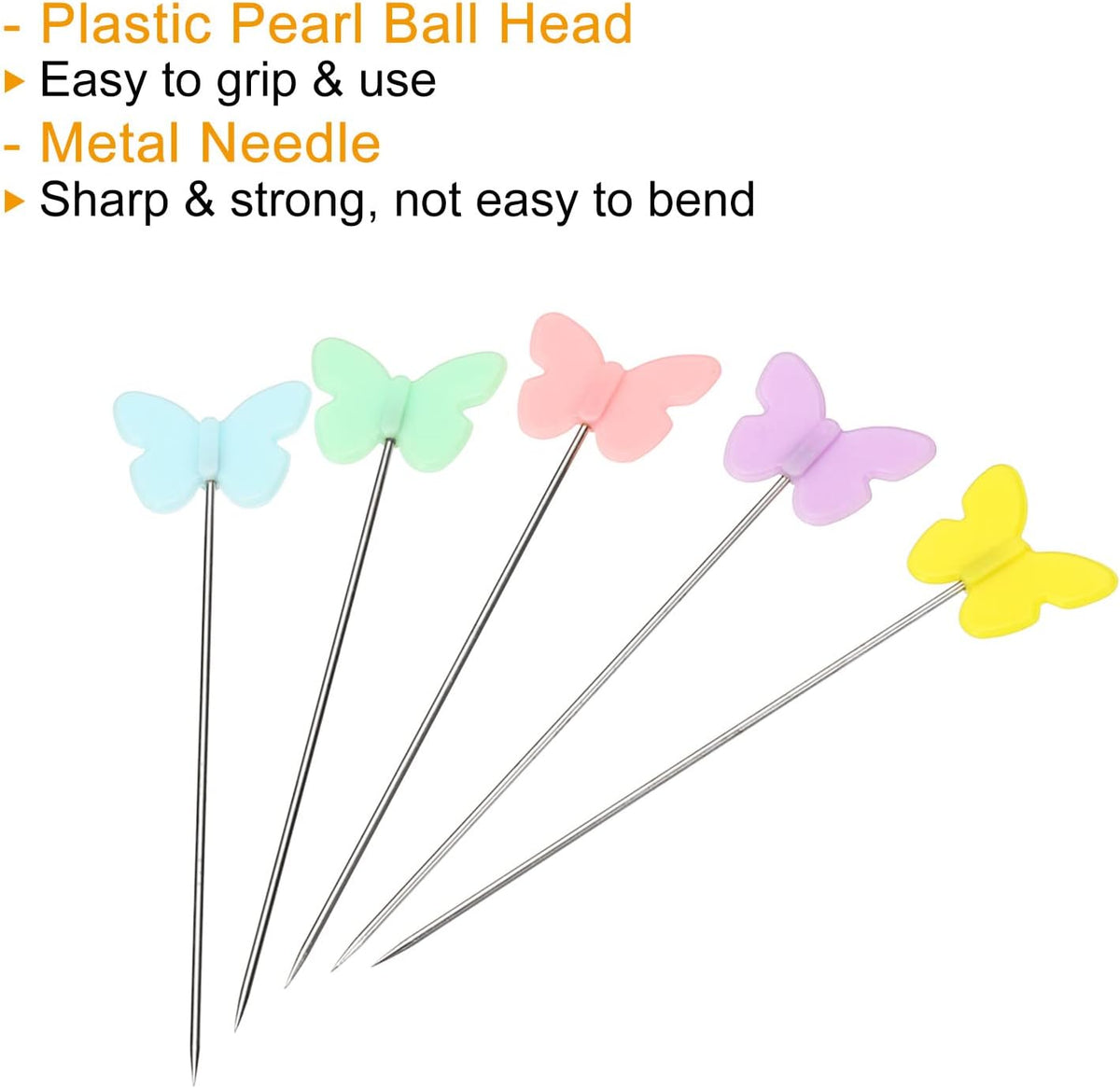 PATIKIL 2 Inch Sewing Pins, 100 Pack Light Colored Butterfly Head