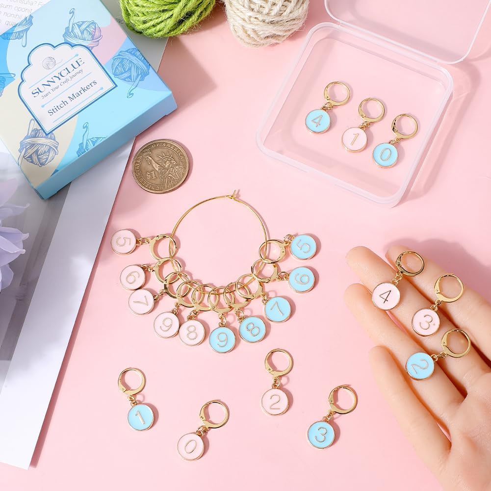 SUNNYCLUE 1 Box 20Pcs Number Stitch Markers Bulk Crochet Marker 1~9