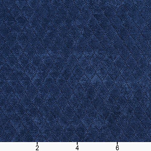 Navy Blue Diamond Stitched Velvet Upholstery Fabric by The Yard - SKU