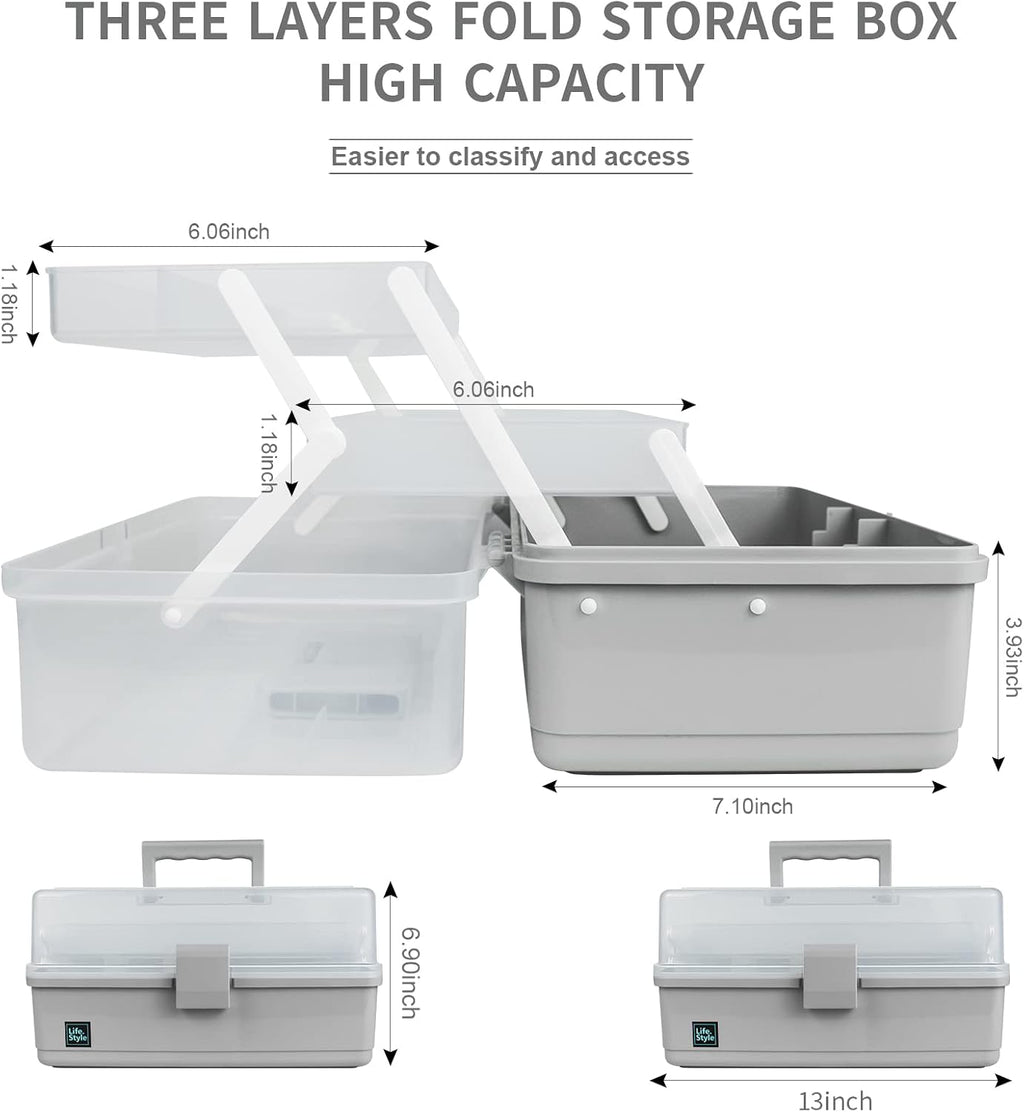 Creahaus 13 inch Art Craft Organizer Storage Box with 3 Layer