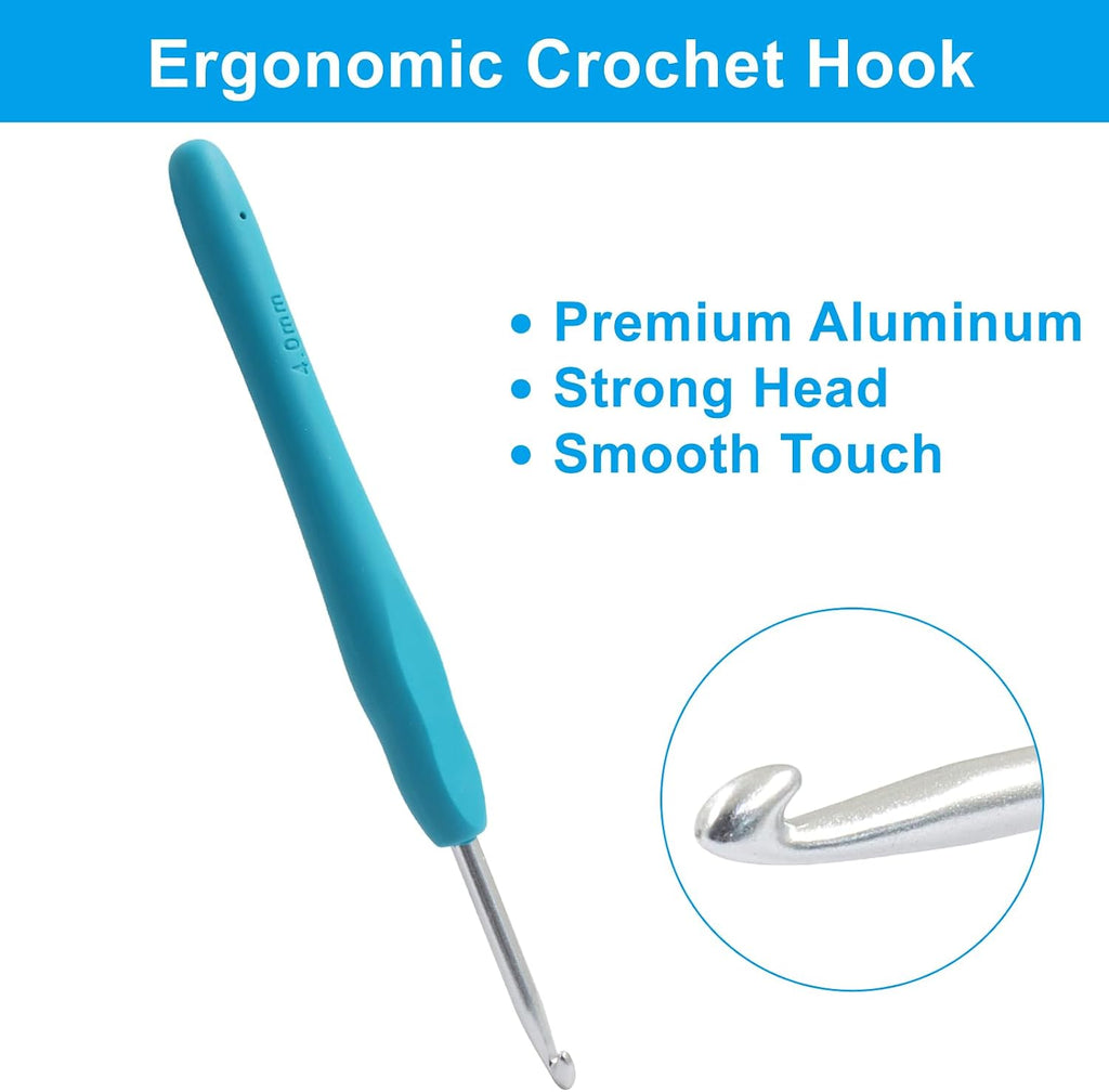 Biaungdo 4mm Crochet Hook, Ergonomic Yarn Crochet Hooks