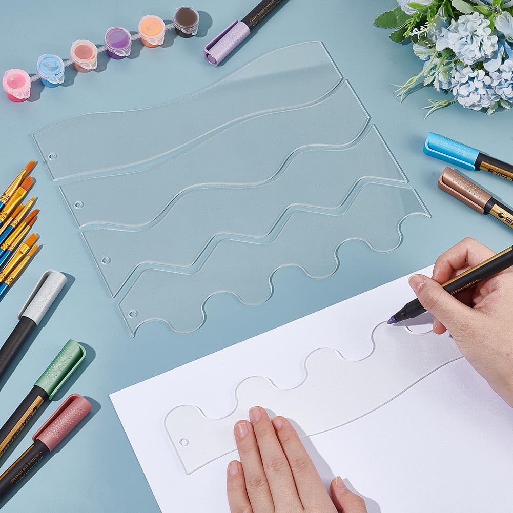 5Styles Acrylic Quilting Templates, 5pcs Clear DIY Patchwork Sewing