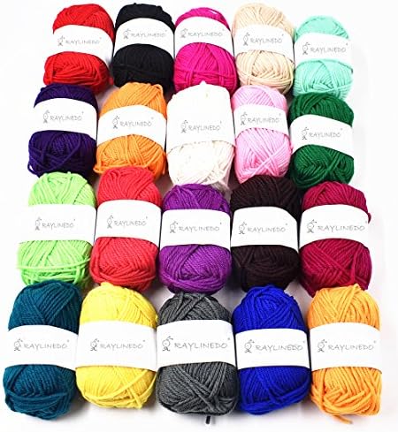 RayLineDo® Pack 20 x 25g Ball Assorted Colors 100% Acrylic Knitting