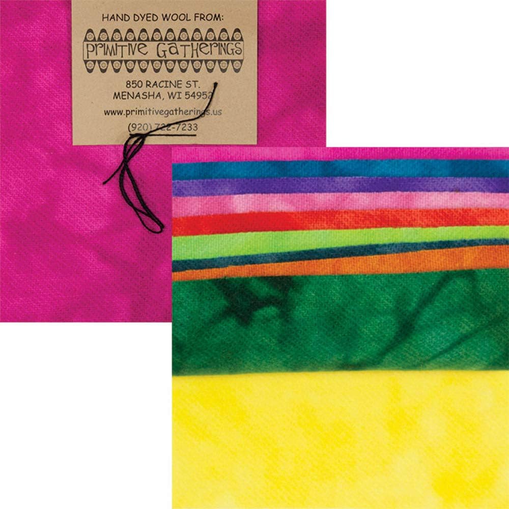Primitive Gatherings Hand Dyed Wool Brights 1 Charm Pack 10 5-inch