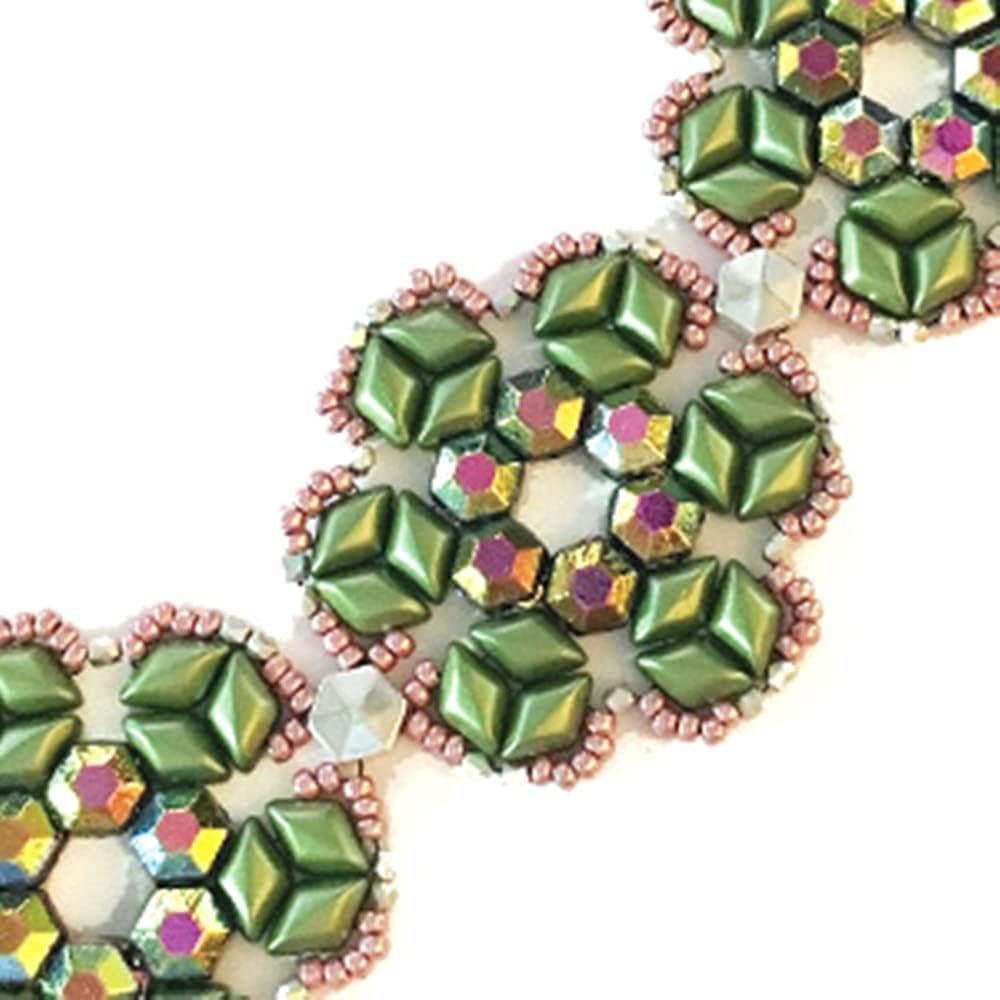 Czech Glass GemDuo Beads, 2-Hole Diamond Shaped Beads 5x8mm, 10 Grams