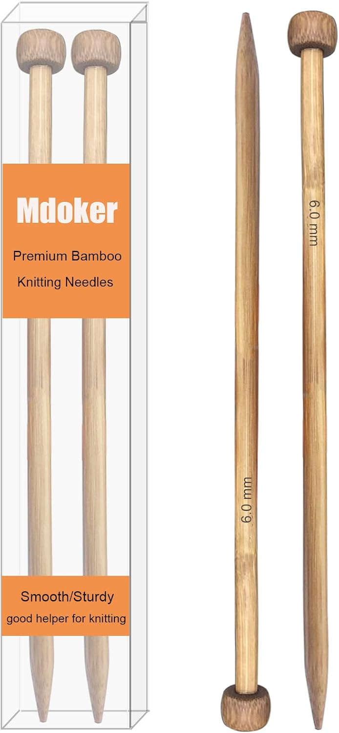 Mdoker Bamboo Knitting Needle Straight Single Pointed Sweater Knitting