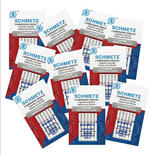 50 Schmetz Chrome EmbroiderySewing Machine Needles - Size 90/14 - Box