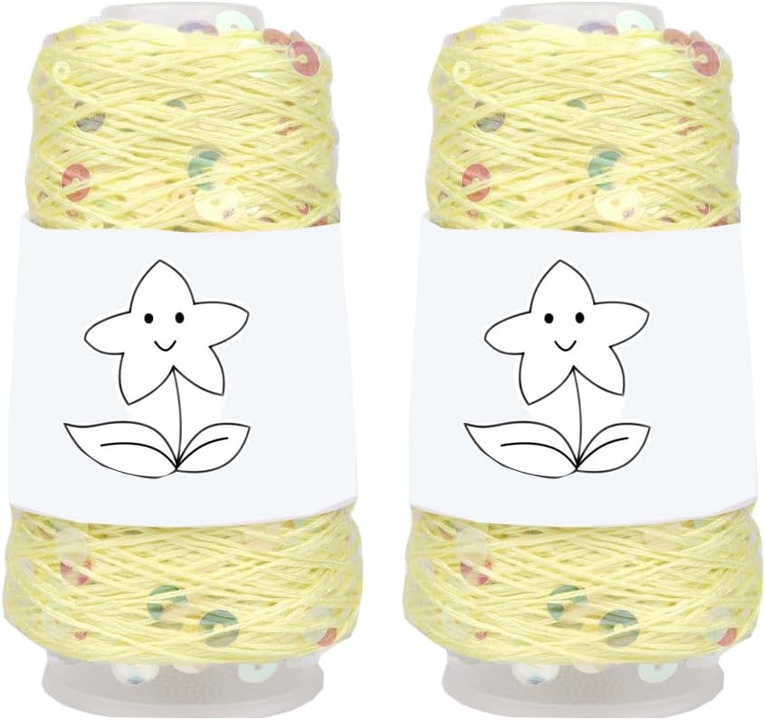 2 Balls Sequin Sparkle Cotton Yarn, Metallic Lurex Sequin Thread