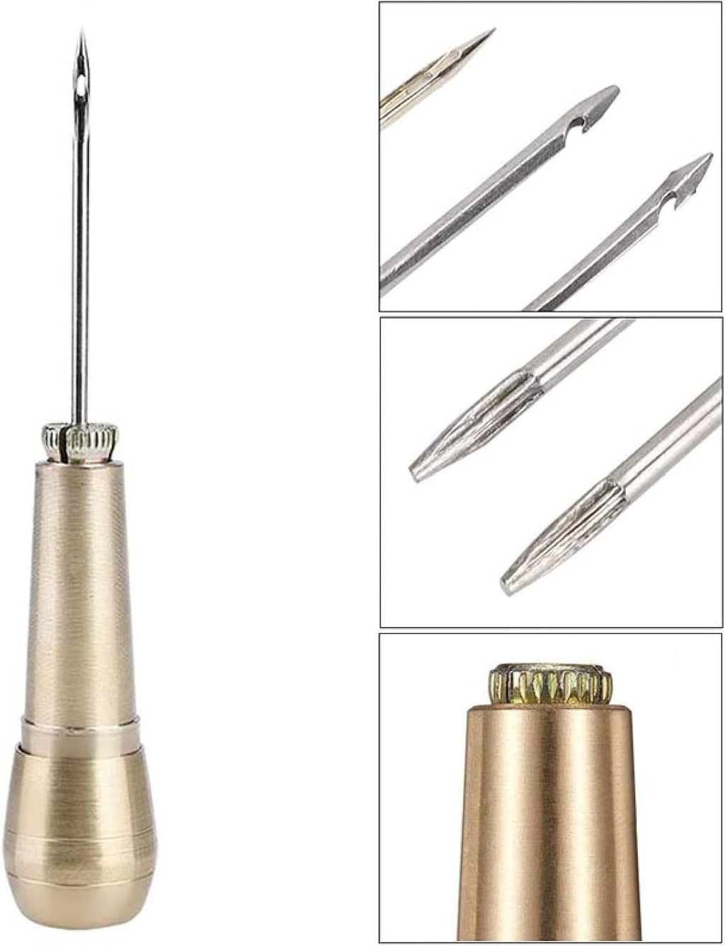 Oumefar Leather Sewing Awl Kit - 3 Needles, Hand Stitch Awl, Shoe