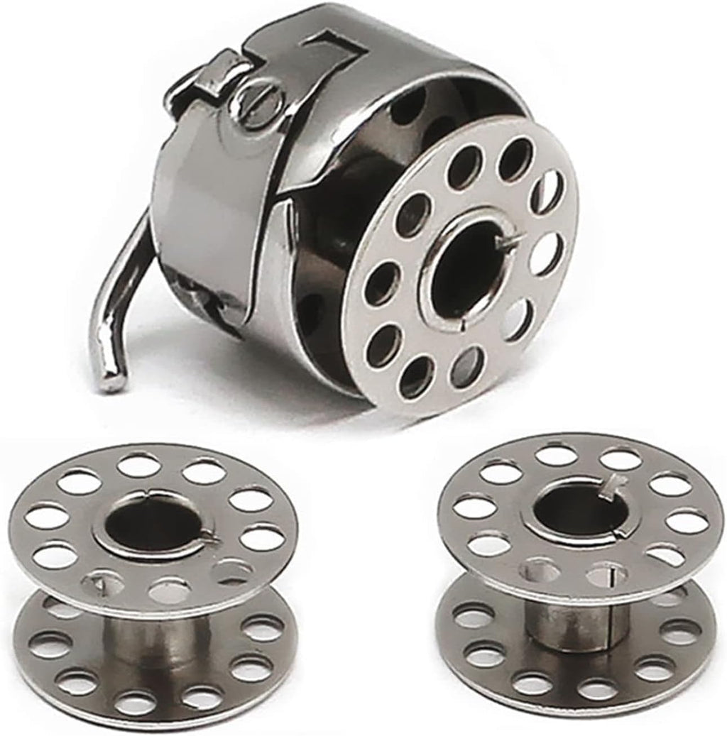 AMORNPHAN- 2 PCS Bobbin Case with 15 PCS Sewing Machine Metal Bobbins