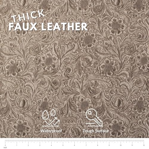 Tooled Faux Leather Western Cowboy, Floral Embossed Vinyl, Craft DIY