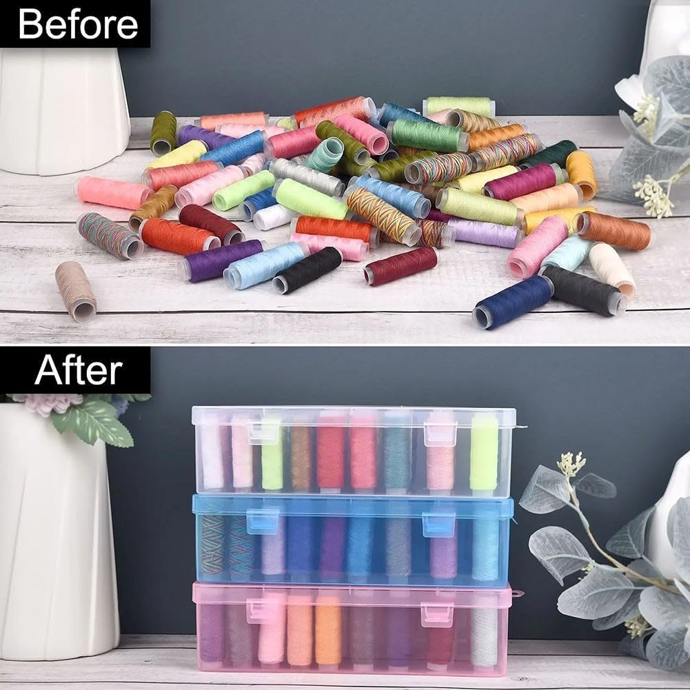 42 Spool Sewing Thread Storage Box Clear Plastic Organizer Case