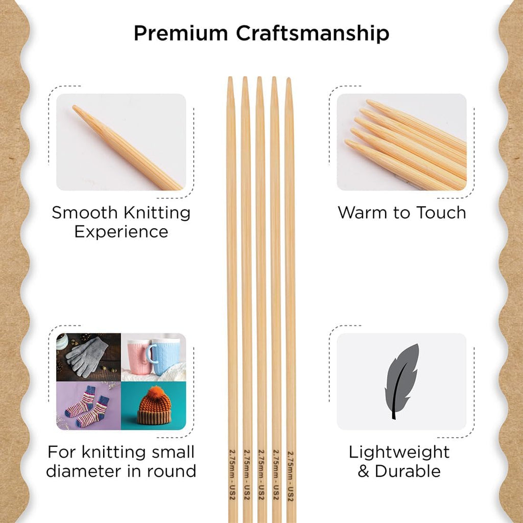 Knitter’s Pride Bamboo Luxe Double-Point Needle 6”(15cm) - US