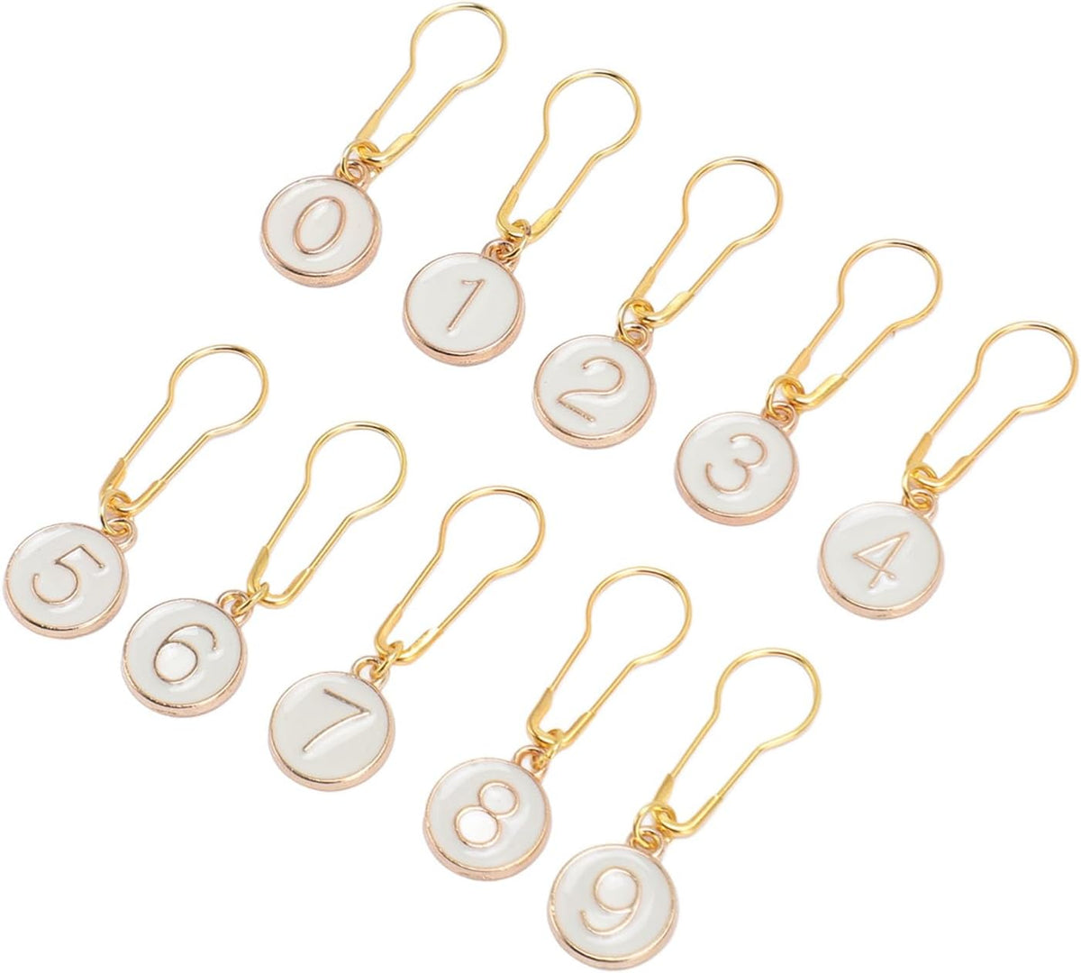 10 Pcs Number 0~9 Stitch Markers, Alloy Enamel Crochet Stitch Marker