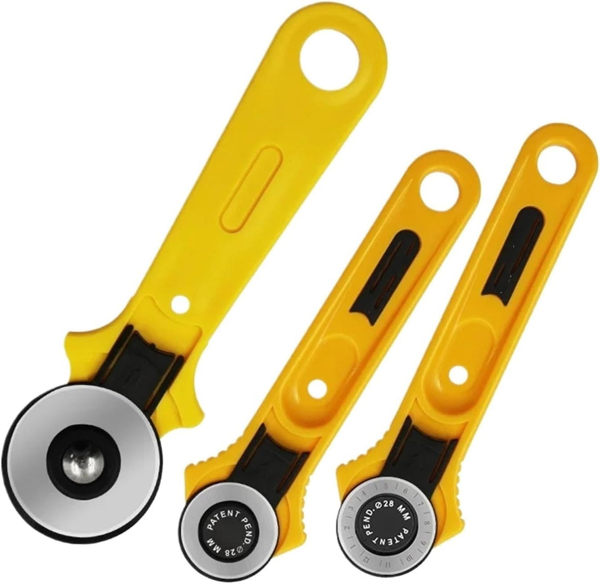 28mm and 45mm Rotary Cutter with Scale, Round Roller Wheel Knife for