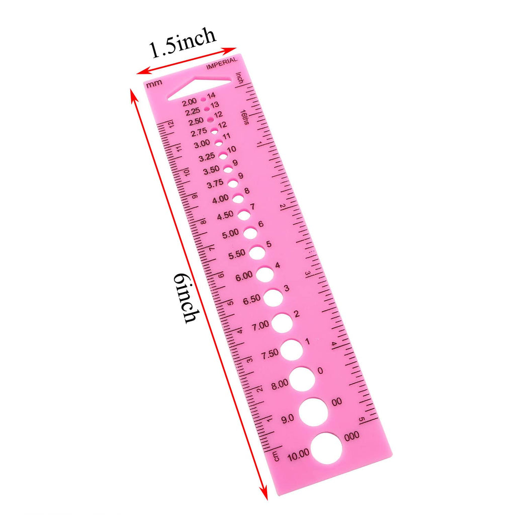 INCH CM Ruler UK US Canada Sizes Plastic Knitting Needle Gauge Circle