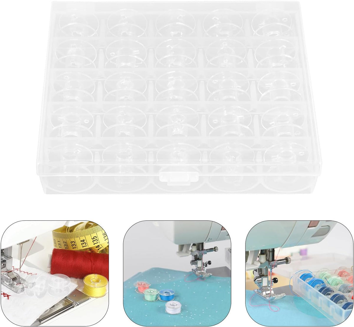 Plastic Thread Bobbin Organizer Case with 25 Compartments