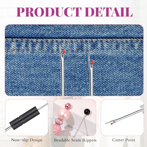 Tondiamo 4 Pcs Beadable Seam Rippers Sharp Thread Cutter Seam Rippers