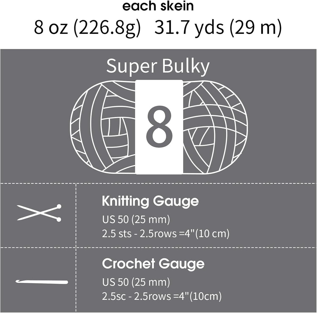 MABOZOO Assorted Chunky Yarn for Hand Knitting 8 Pack, Fluffy Jumbo