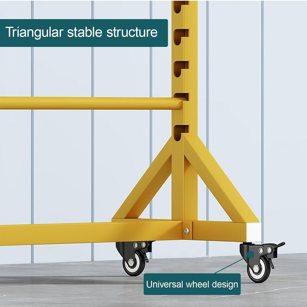 Large Fabric Roll Storage Rack with Adjustable Hanging Rod, Movable
