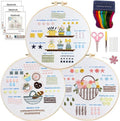Embroidery Kit for Adult Beginners, 3-Pack Practice Samplers