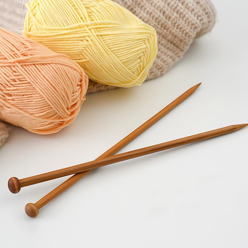 LannuMet 2 Pcs Bamboo Knitting Needles, 10mm Single Pointed Wooden