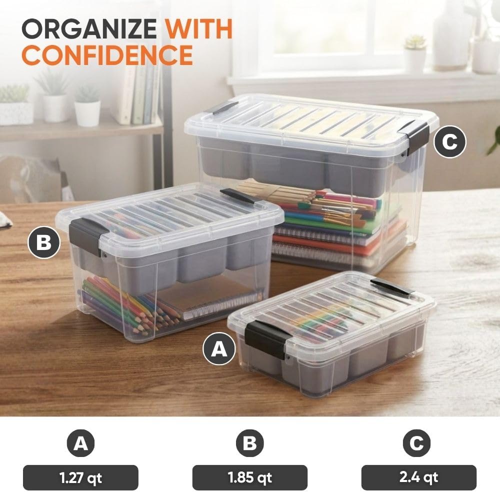 Superio Mini Storage Container Organizing Bin with Removable Tray