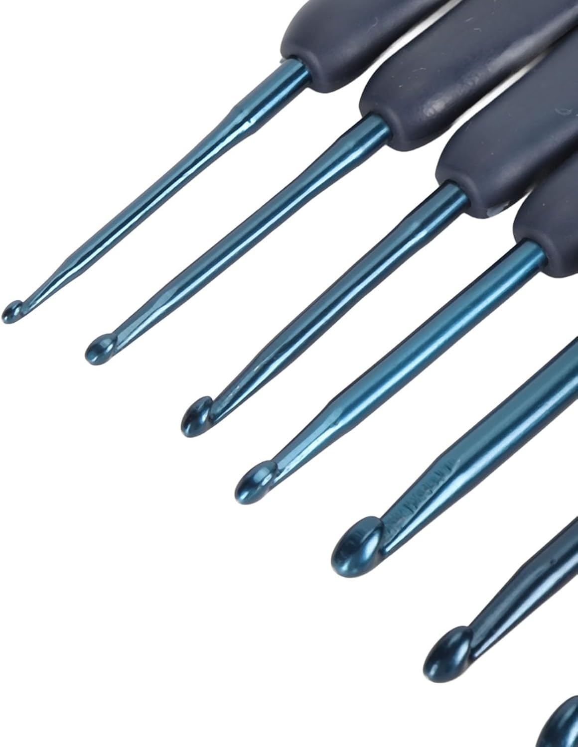 Soft Grip Crochet Hooks, 9pcs Blue Aluminum Ergonomic Knitting Set for