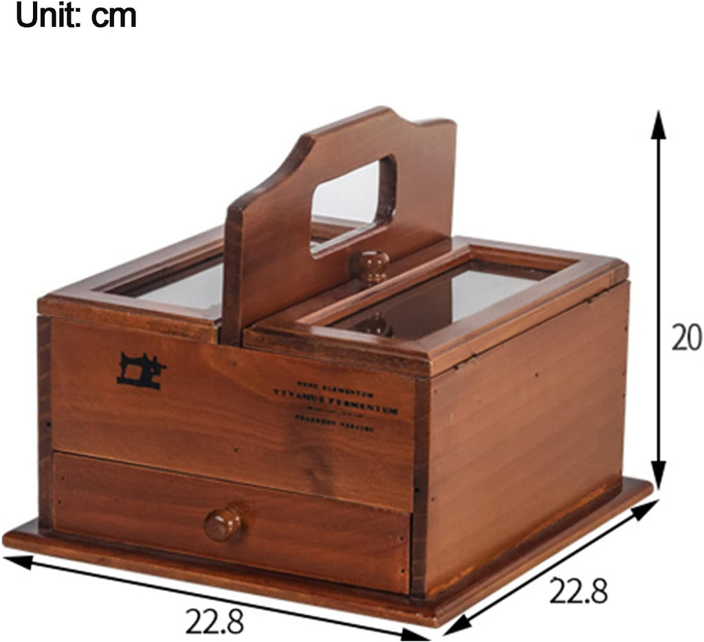 Sewing Kit, Retrowooden Sewing Basket Portable Sewing Box Drawer Type