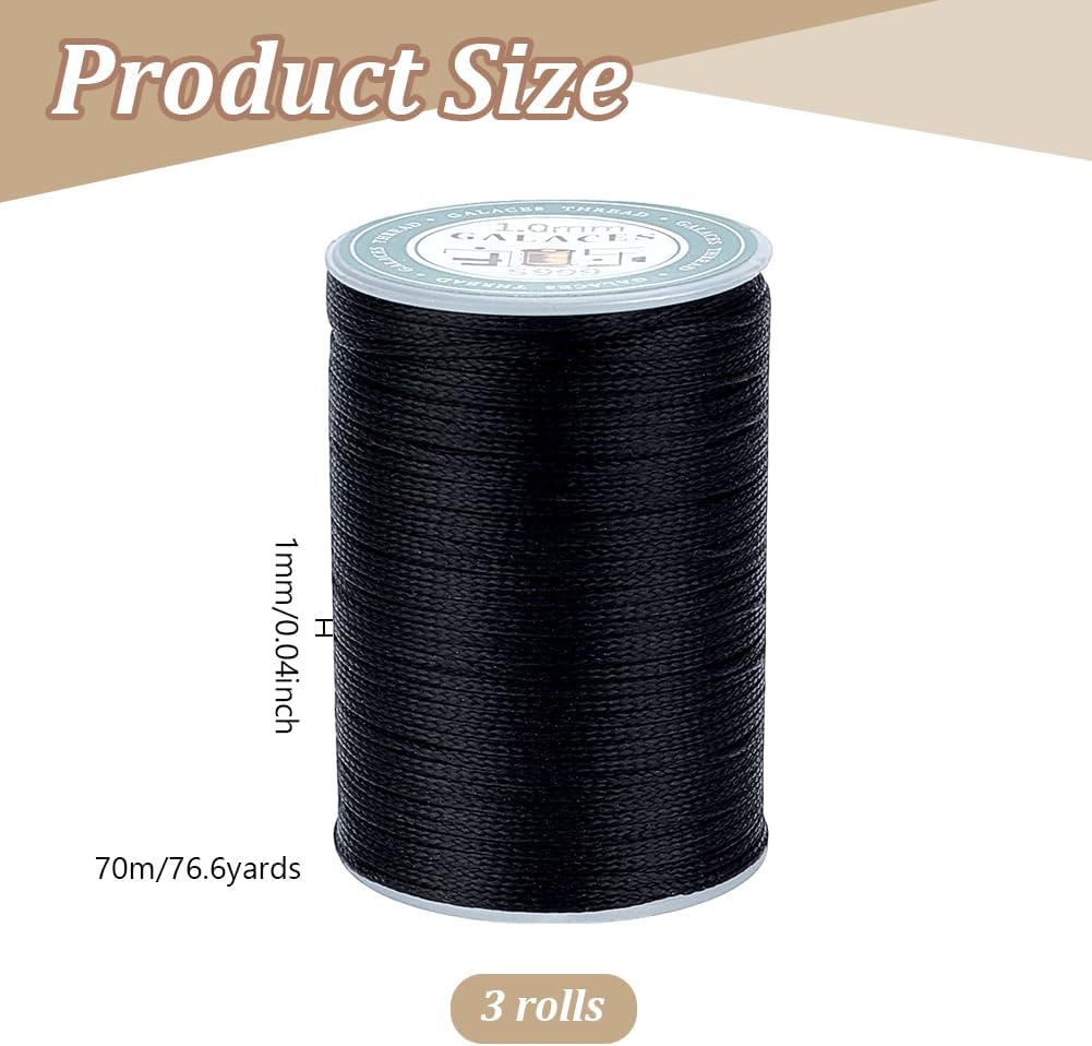 WEBEEDY 230 Yards Leather Sewing Waxed Thread 1mm Diameter Long