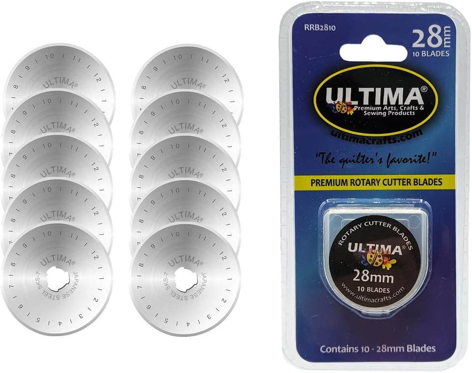 Ultima 28mm Rotary Cutter Blades – 10 Blades Per Pack – Fits Most