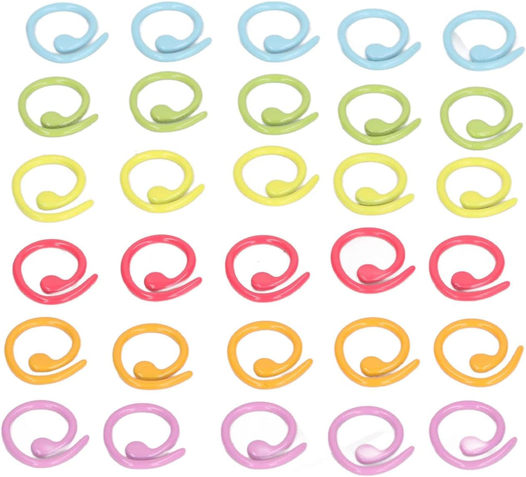 Phefop 30pcs Knitting Stitch Rings Metal Stitch Marker Rings for