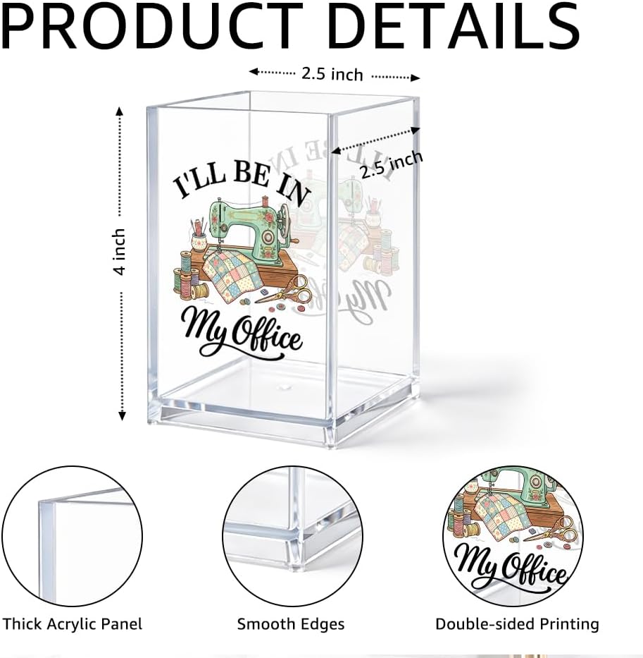 I’ll Be In My Office Acrylic Organizer Box for Craft Room, Desktop
